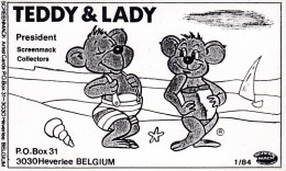 QSL COLLECTOR CARD SCREENMACK BLACK - WHITE SERIES # 1 " TEDDY & LADY  " HEVERLEE  - BELGIUM - Autres & Non Classés