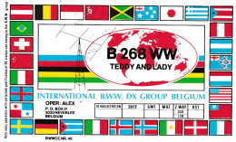 QSL COLLECTOR CARD INTERNATIONAL B.W.W. DX GROUP CLUBCARD BWWCC # 46  " B 268 WW TEDDY & LADY " HEVERLEE - BELGIUM - Autres & Non Classés