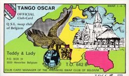 QSL COLLECTOR CARD TANGO OSCAR QSL SWAP CLUB BELGIUM CLUBCARD ( MARTENS )TOCC  # 20 " TEDDY & LADY  " HEVERLEE - BELGIUM - Autres & Non Classés