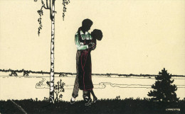 CPA   (silhouettes -ombresB11)  Amoureux  (defaut Coin Bas Gauche) - Silhouetkaarten
