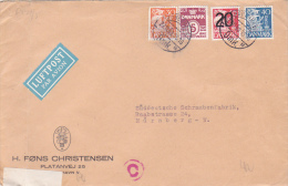 H. FONS CHRISTENSEN, LUFTPOST, PAR AVION, STAMPS ON COVER, CENSORED SENT TO GERMANY, 1910 - Storia Postale