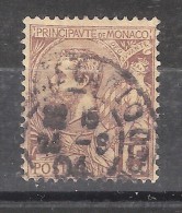 MONACO, 1901, Yvert N° 24, Prince Albert 1 Er, 15 C  Brun Lilas Sur Jaune, Obl Cachet Central , TB - Oblitérés