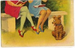 ARTHUR THIELE - ART DECO POSTCARD - DOG WATCHING WOMEN LEGS - N. 2450 - RARE - Thiele, Arthur