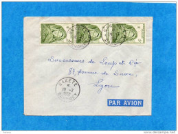 MARCOPHILIE-lettre  AVION-DAHOMEY-cad- SAKETE -1952afft  3-stamps-AOFN°37pour Françe - Storia Postale