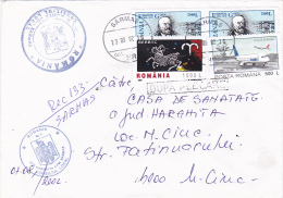 EMANUIL GOJDU, PLANE, HOROSCOPE, STAMPS, ON PAIR, REGISTERED ON COVER, 2002, ROMANIA - Lettres & Documents