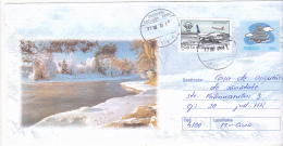 WINTER, PLANE, POSTAL STATIONERY, IMPRINTED POSTAGE CHRISTMAS TREE, 2001, ROMANIA - Brieven En Documenten