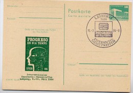 DDR P84-4a-84 C61-a Postkarte Zudruck ESPERANTO -TREFFEN  LEIPZIG Sost. 1984 - Private Postcards - Used