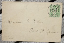 Entier Postal Enveloppe Pour Pont Ste Maxence Type Sage Oblitération Noyon Type A Oise 58 - Standard- Und TSC-Briefe (vor 1995)