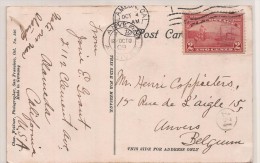 US - VF  HUDSON-FULTON CELEBRATION Sc.# 372 - Lower Margin Imperf On 1909 POSTCARD From ALAMEDA, CAL To ANVERS, BELGIUM - Briefe U. Dokumente