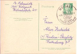 Ganzsache 10 Pfg Grün Wilhelm Pieck 4.6.1957 Sonderstempel SST WOLGAST 700 JAHRE FESTWOCHE Vom 6.-14 JULI 1957 Glasklar - Cartoline - Usati