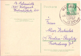 Ganzsache 10 Pfg Grün Wilhelm Pieck 4.6.1957 Sonderstempel SST WOLGAST 700 JAHRE FESTWOCHE Vom 6.-14 JULI 1957 Glasklar - Cartes Postales - Oblitérées