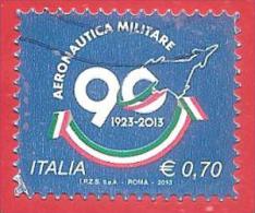 ITALIA REPUBBLICA USATO - 2013 - 90º Anniversario Dell´aeronautica Militare Italiana - € 0,70 - S. 3383 - 2011-20: Gebraucht