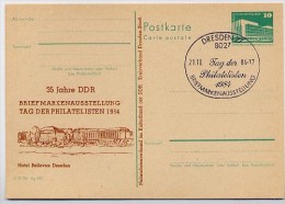 DDR P84-53-84 C97 Postkarte Zudruck HOTEL BELLEVUE DRESDEN Sost. 1984 - Private Postcards - Used