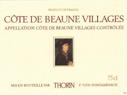 Etiquette Vin - BOURGOGNE / CÔTE DE BEAUNE VILLAGES - THORIN - 71 - PONTANEVAUX - Bourgogne