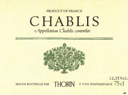 Etiquette Vin - BOURGOGNE / CHABLIS  - THORIN - 71 - PONTANEVAUX - Bourgogne