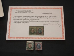 Levante-Costantinopoli - 1908 Effigie Re 2 Val. Soprast.(il 20p. Con Sopr. Spostata A Sinistra)-NUOVI(++) - Bureaux D'Europe & D'Asie