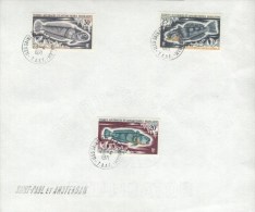 1971 FSAT TAAF French Antarctica - Iles Saint Paul Et Amsterdam ,fish, Poisson, Mi 62/64, Yv.36/38, Stamp Over Document - Oblitérés