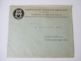 Polen - Berlin Alter Brief Von 1932 Umschlag: Uniwersalny Magazyn Medyczny - Cartas & Documentos