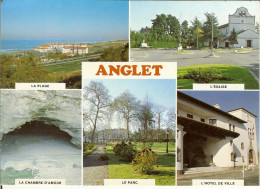 CP De ANGLET " La Plage , L'église , La Chambre D'amour , Le Parc , L'hotel De Ville " . - Anglet