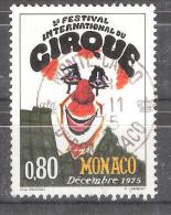 MONACO  1975,  CIRQUE / Circus, Yvert N° 1039, Clown, 80 C  Obl Cachet Central Monte Carlo, TB - Cirque