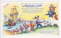 Buvard CAFE La Maison Du Café Voilier Pirates Corsaire Marins Bateau Volcan Mouette - Koffie En Thee