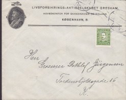 Denmark LIVSFORSIKRINGS-AKTIESELS KABET GRASHAM, KØBENHAVN OMK. 1925 Cover Brief Dänische Post 300 Jahre Stamp - Covers & Documents