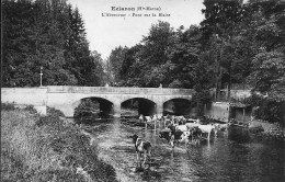 52 ECLARON L ABREUVOIR  ET LE PONT SUR LA BLAISE  BOEUFS ET VACHES - Eclaron Braucourt Sainte Liviere