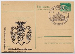 DDR P84-60-84 C103 Postkarte Zudruck POSTAMT BERNBURG Sost. 1984 - Cartes Postales Privées - Oblitérées