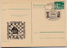 DDR P84-7-85 C111 Postkarte Zudruck SCHACHFESTIVAL CECILIENHOF Potsdam Sost. 1985 - Cartes Postales Privées - Oblitérées