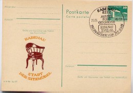 DDR P84-13-85 C115 Postkarte Zudruck SITZMÖBEL RABENAU Sost. Postgeschichte 1985 - Cartes Postales Privées - Oblitérées