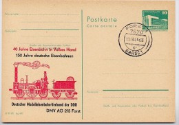 DDR P84-22-85 C122 Postkarte Zudruck 150 J. EISENBAHN Forst Stpl. 1985 - Cartes Postales Privées - Oblitérées