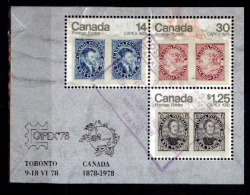 Canada 1978 Used BF1. CAPEX Exposicion Filatélica. Centenario Del Ingreso A La UPU. Sello Sobre Sello. - Blokken & Velletjes