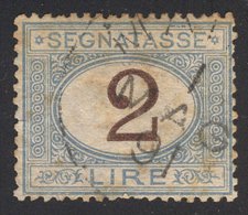 ITALIA - REGNO - SEGNATASSE LIRE 2 -AZZURRO CHIARO E BRUNO- Used - 1870 - Strafport