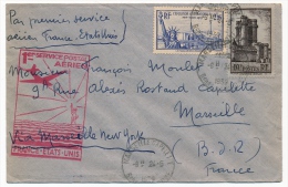 FRANCE - 1er Service Postal Aérien France =>Etats-Unis - 1939 - Affranchissement Composé - Erst- U. Sonderflugbriefe