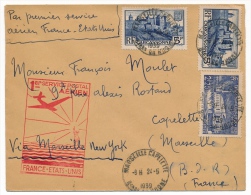 FRANCE - 1er Service Postal Aérien France =>Etats-Unis - 1939 - Affranchissement Composé - Primi Voli