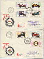 HUNGARY 1975 Hungarian Autoclub Set On 2  FDCs.  Michel 3031-37 - FDC