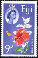 FIJI ISLANDS BRITISH 1ST ISSUE OF QEII HEAD BLUE FLOWER 9 P 1953 MINT SG? READ DESCRIPTION !! - Fidji (...-1970)