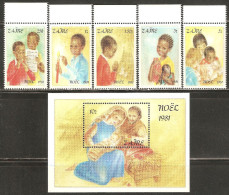 Zaire 1981 Mi# 740-744, Block 41 ** MNH - Christmas - Ungebraucht