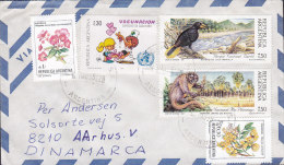 Argentina Via Aerea RECREO 1989 Mult Franked Cover Letra To AARHUS Denmark Bird Vogel Oiseau Monkey Affe - Lettres & Documents