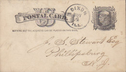 United States Postal Stationery Ganzsache Entier Postal Card DIXON (Ill.) 1885 To PHILLIPSBURG (2 Scans) - ...-1900