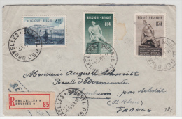 BELGIUM REGISTERED COVER 04/09/1951 COB 860/62 BRUXELLES VERS HILSENHEIM FRANCE - Covers & Documents