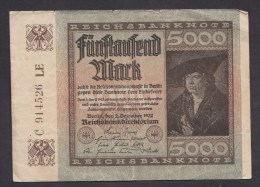 P 80 -Deutsches Reich -- Reichsbanknote Während Der Inflationszeit V. 2-12- 1922 - 5.000 Mark