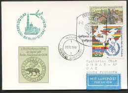 DDR P94 Postkarte INTERFLUG IL62 Berlin-Dubai-Berlin 1987 - Cartoline - Usati