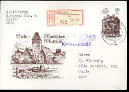 DDR P95 Postkarte EINSCHREIBEN Halle 1990 - Cartoline - Usati