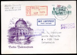 DDR P97 Postkarte EINSCHREIBEN Halle-Wien Österreich 1990 - Postcards - Used