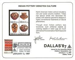 Souvenir Card  - DALLAS ´87  Indian Pottery - Souvenirs & Special Cards