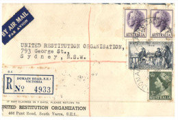 (PF 961) Australia Registered Letter To United Restitution Organisation 1959 - Storia Postale