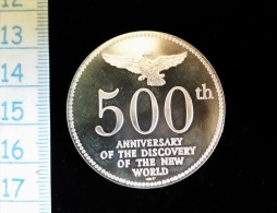 Médaille En Argent Silver  500 Th Découverte De L´Amérique Par Christophe Colomb - Professionnels / De Société