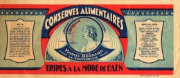 23 - LA SOUTERRAINE - BELLE ETIQUETTE CONSERVES ALIMENTAIRES - " L' EXQUISE " MARCEL BERNARD - TRIPES A LA MODE DE CAEN - Other & Unclassified