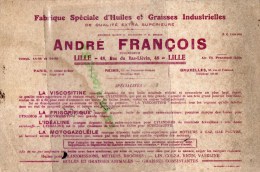 59 - LILLE - BUVARD ANDRE FRANCOIS -48 RUE DU BAS LIEVIN- FABRIQUE HUILES GRAISSES INDUSTRIELLES - Other & Unclassified